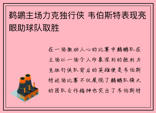 鹈鹕主场力克独行侠 韦伯斯特表现亮眼助球队取胜